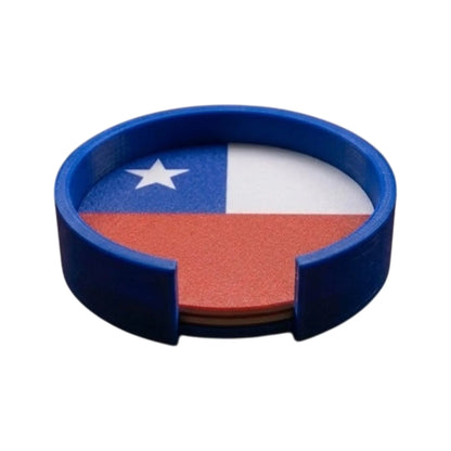 Set De 4 Posavasos Base Diseño Bandera Chile Fiestas Patrias