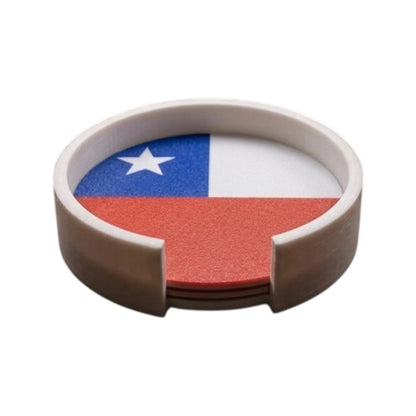 Set De 4 Posavasos Base Diseño Bandera Chile Fiestas Patrias