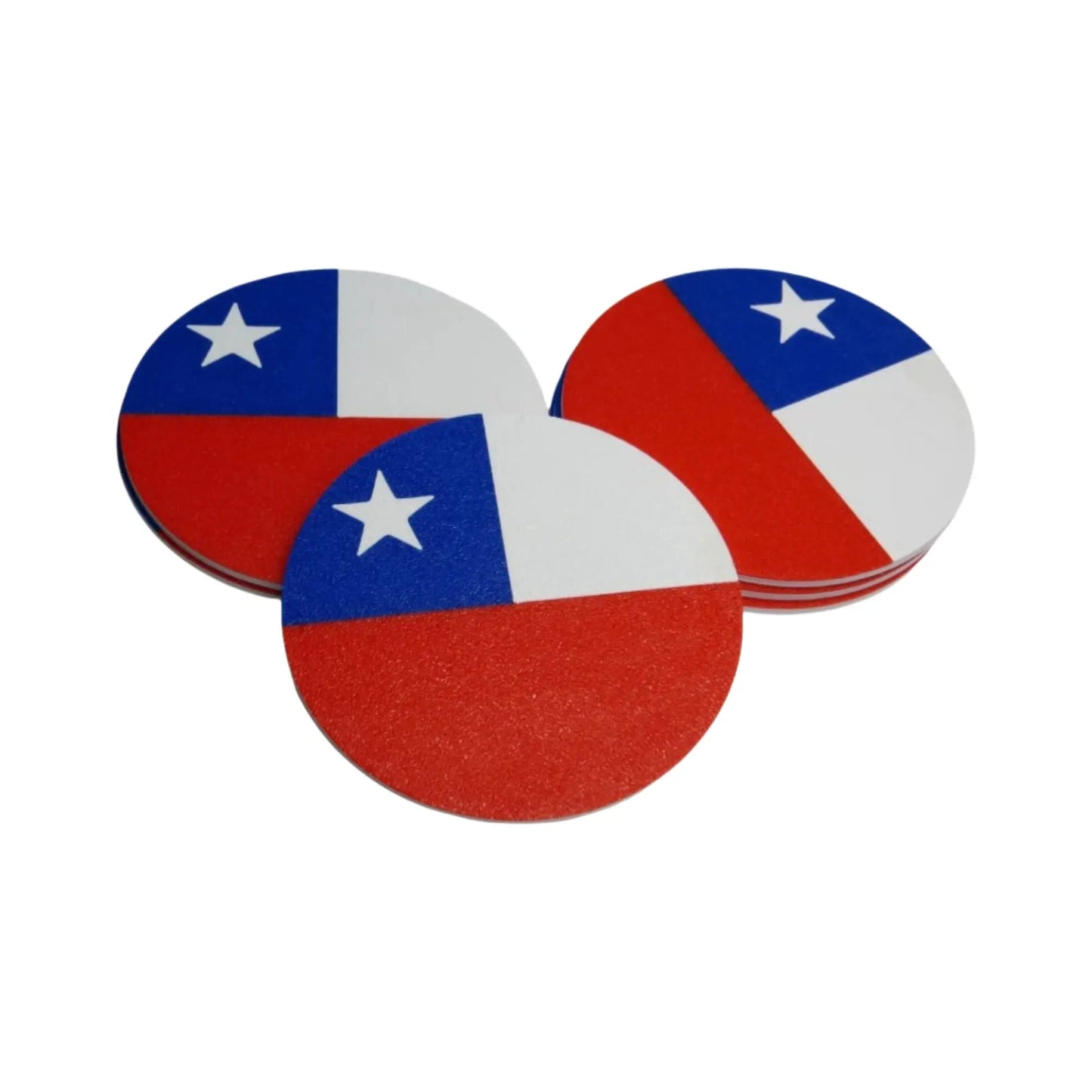 Set De 4 Posavasos Base Diseño Bandera Chile Fiestas Patrias