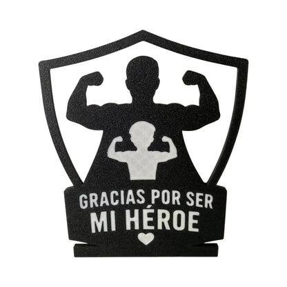 Regalo Día del Padre: Letrero Decorativo "Gracias por ser mi Héroe" 3D