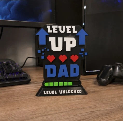 Tofeo Papá Gamer "Level Up Dad" Regalo Día del Padre