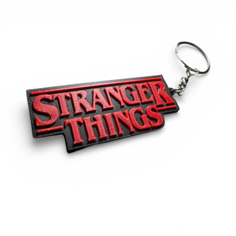Llavero Stranger Things Logo Impresión 3d Rojo Y Negro